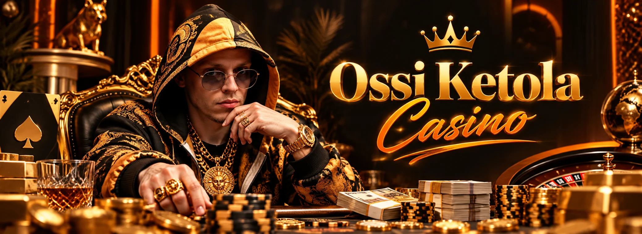 Ossi Ketola Casinon tervetuliaisbanneri: bonus 100 % jopa 500 € ja 200 ilmaiskierrosta